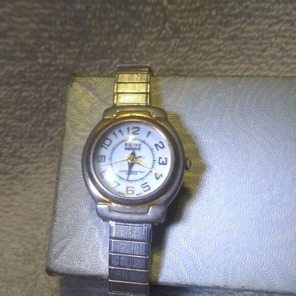 Kathy Ireland Quartz Watch Silver Case White Dial Flex Band Women New Bat Works - Picture 1 of 10